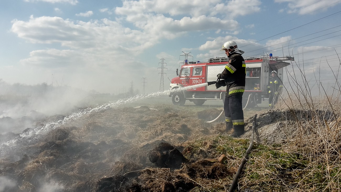 Pożar sterty słomy w Popielowie